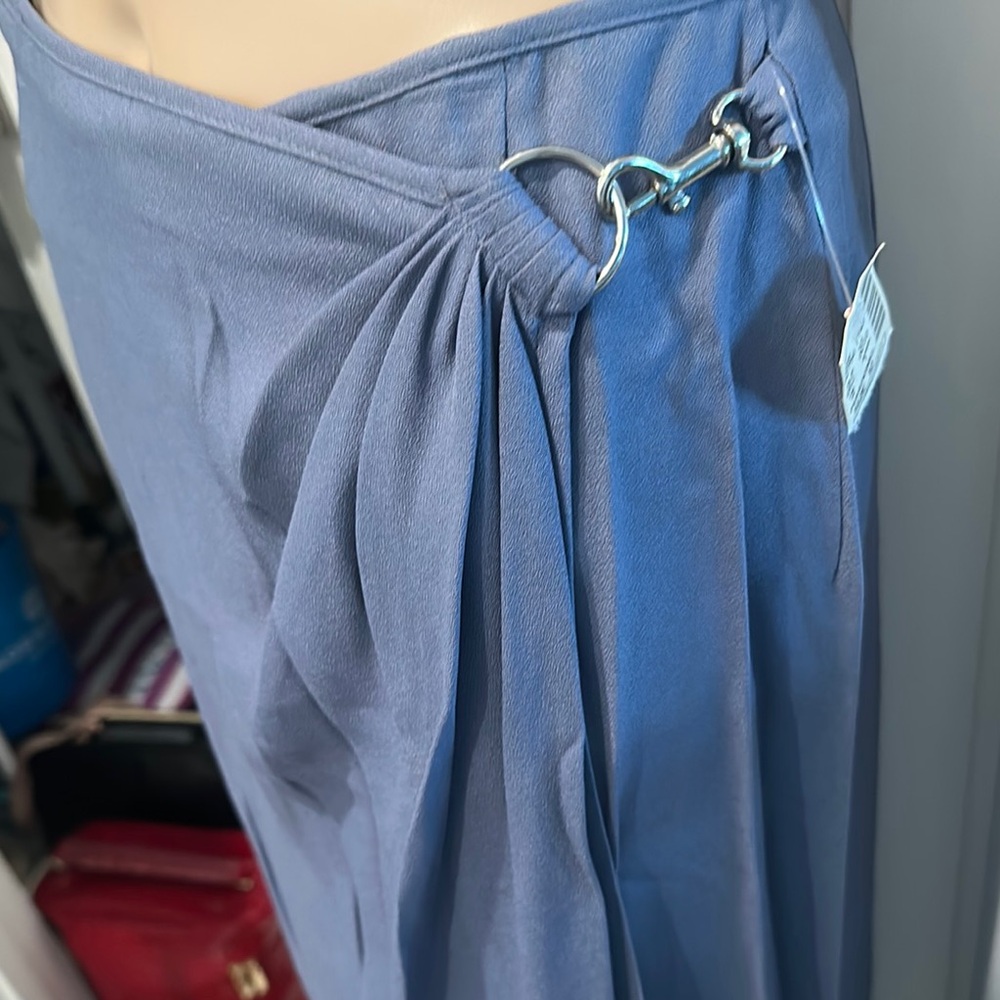Elegant Women's Maxi Skirt in Slate Blue with Matching Jacket Size 10